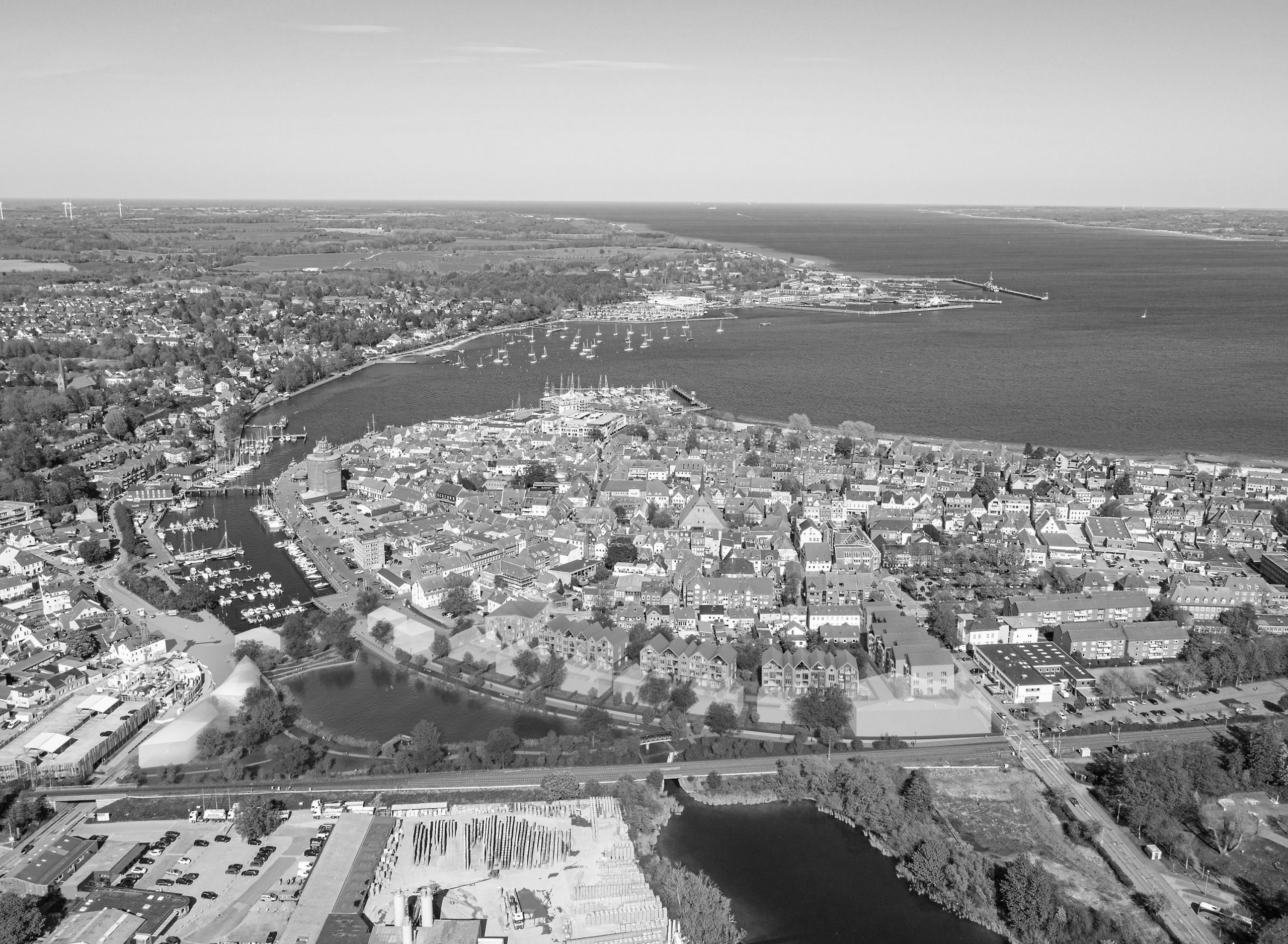 Nooröffnung Eckernförde, Vogelperspektive