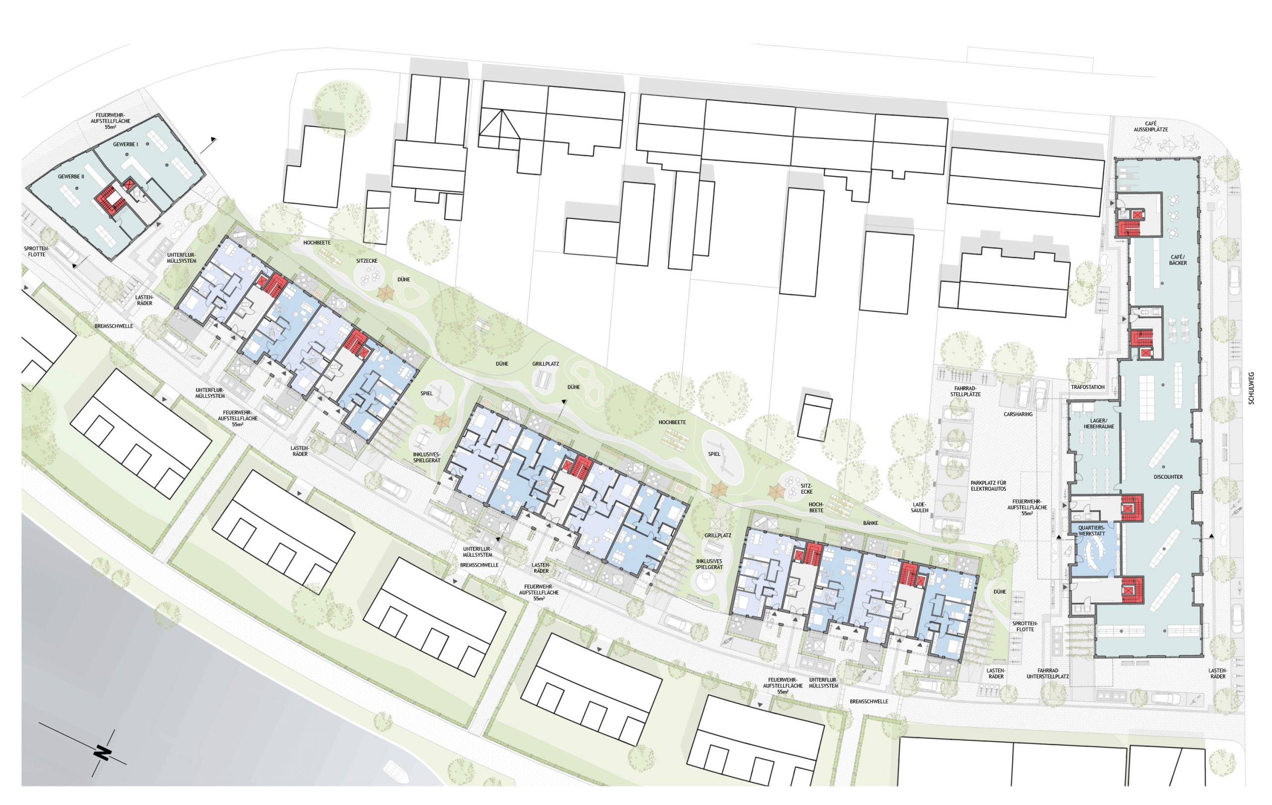Nooröffnung Eckernförde, Erdgeschoss mit Aussenanlagen